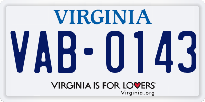 VA license plate VAB0143