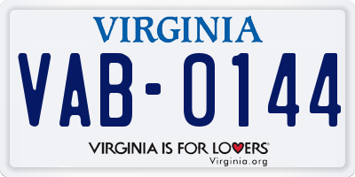 VA license plate VAB0144