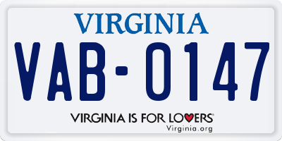 VA license plate VAB0147