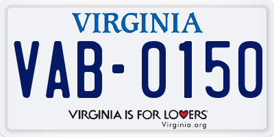 VA license plate VAB0150