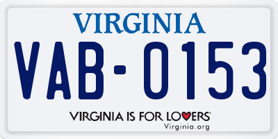 VA license plate VAB0153