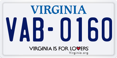 VA license plate VAB0160