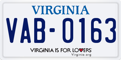 VA license plate VAB0163