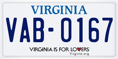 VA license plate VAB0167