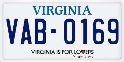 VA license plate VAB0169