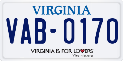 VA license plate VAB0170