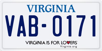 VA license plate VAB0171