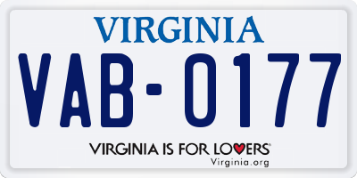 VA license plate VAB0177