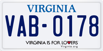 VA license plate VAB0178