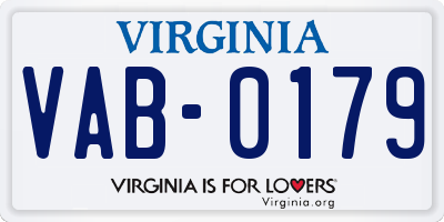 VA license plate VAB0179