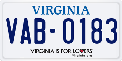 VA license plate VAB0183