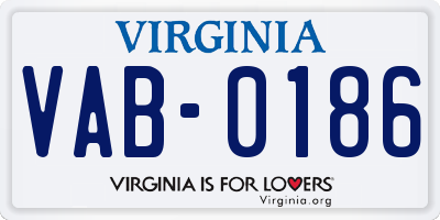 VA license plate VAB0186