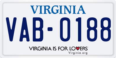 VA license plate VAB0188