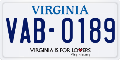 VA license plate VAB0189