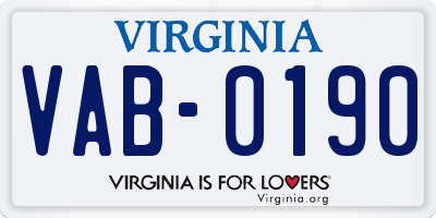 VA license plate VAB0190