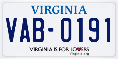 VA license plate VAB0191