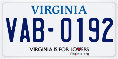 VA license plate VAB0192