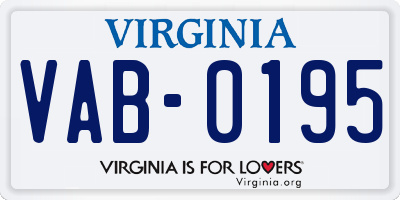 VA license plate VAB0195