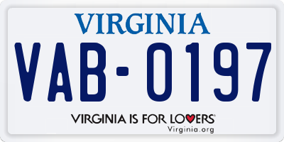 VA license plate VAB0197