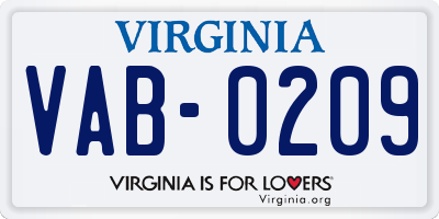 VA license plate VAB0209