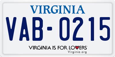 VA license plate VAB0215