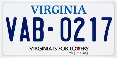 VA license plate VAB0217