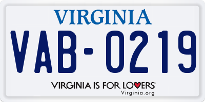 VA license plate VAB0219