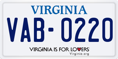 VA license plate VAB0220