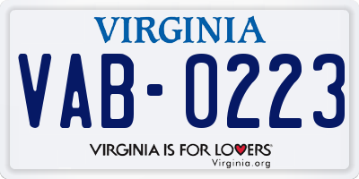 VA license plate VAB0223
