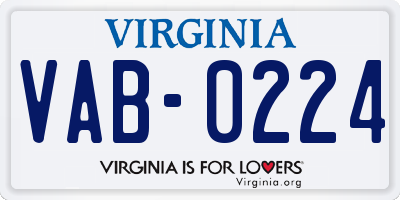 VA license plate VAB0224