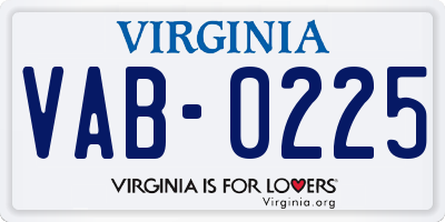 VA license plate VAB0225