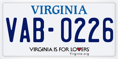 VA license plate VAB0226