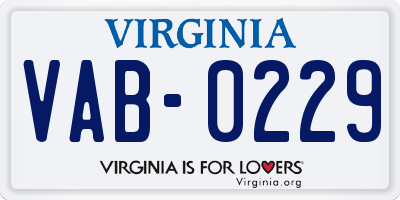 VA license plate VAB0229