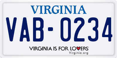 VA license plate VAB0234