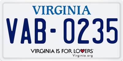 VA license plate VAB0235