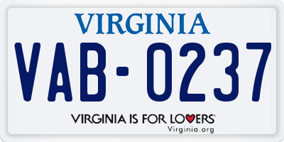 VA license plate VAB0237