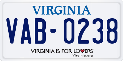 VA license plate VAB0238