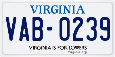 VA license plate VAB0239