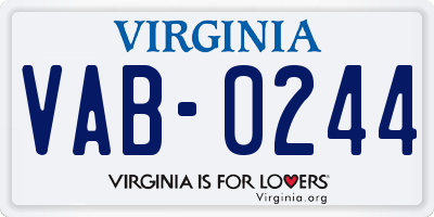 VA license plate VAB0244