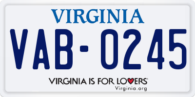 VA license plate VAB0245