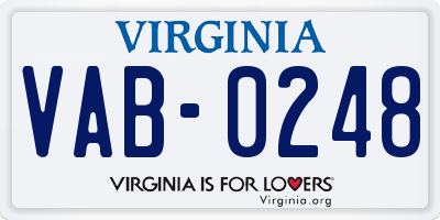 VA license plate VAB0248