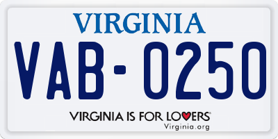 VA license plate VAB0250