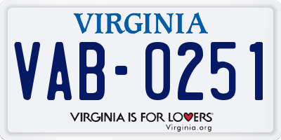 VA license plate VAB0251