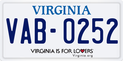 VA license plate VAB0252