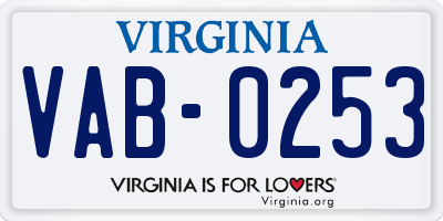 VA license plate VAB0253