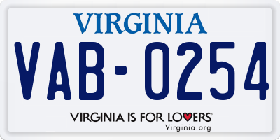 VA license plate VAB0254