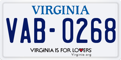 VA license plate VAB0268