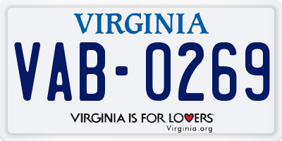 VA license plate VAB0269