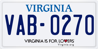 VA license plate VAB0270