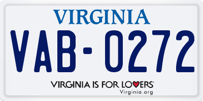 VA license plate VAB0272